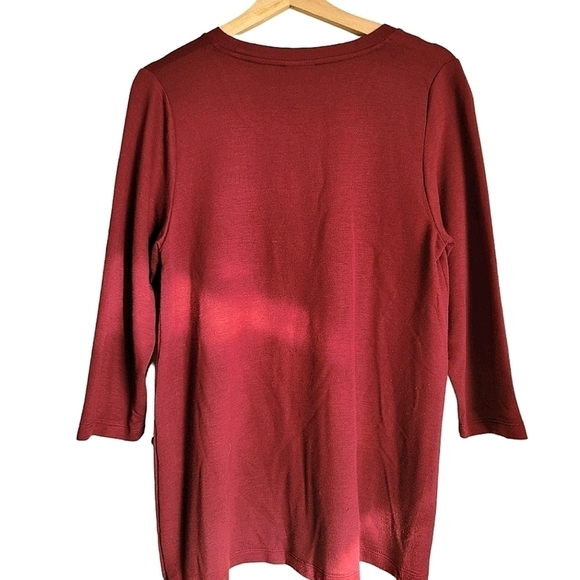 NWT Nordstrom Bobeau Fleece Side Button Pullover Dark Red Top in Size L - Picture 4 of 8